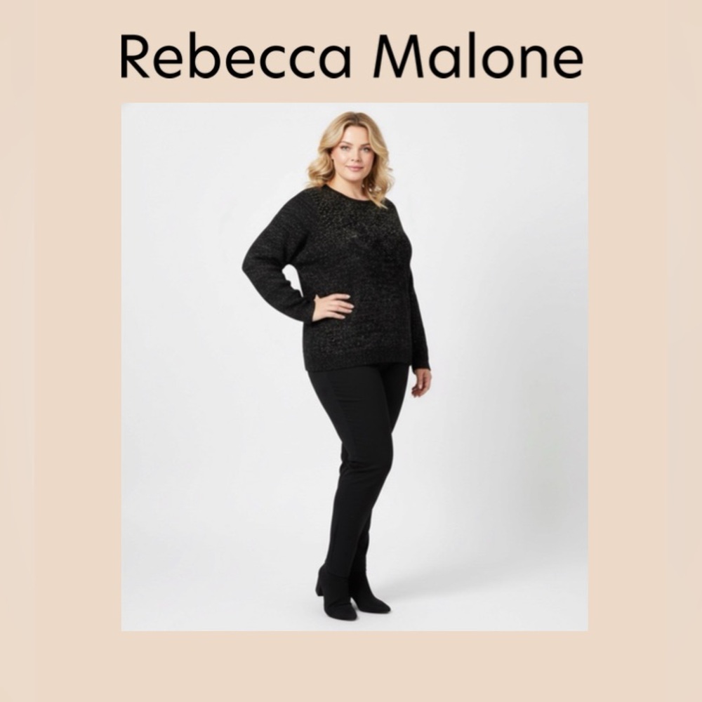 Women’s Black And Gold Metallic Sweater Size 1X